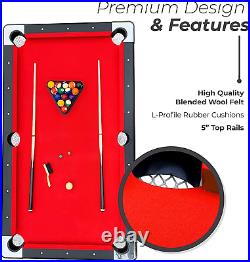 6ft Folding Pool Table Portable Billiard Game Set, Easy Storage Home Play Room