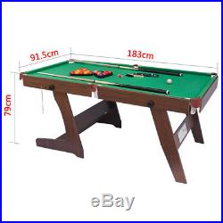 6ft Folding Profesional Snooker Pool Table Billiard with Balls+Cues SpaceSaving