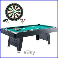 7 Foot Bar Size Pool Table Billiard Tables Balls 2 Cues Plus Dartboard Set Black
