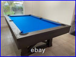 7' Foot Nora Slate Pool / Charcoal Dining Table / Table Top & Bench / Blue Felt