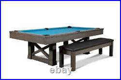 7' Foot Nora Slate Pool / Charcoal Dining Table / Table Top & Bench / Blue Felt