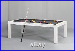 7' LUXURY CONVERTIBLE DINING POOL TABLE Billiard Dining Desk Fusion VISION White