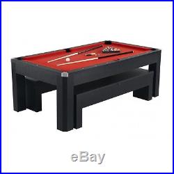 7' POOL TABLE TENNIS GAME PING PONG, DINING TABLE with BENCHES, MULTI FUNCTION
