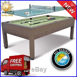 84 Outdoor Billiard Pool Table with Table Tennis Top Game Room Wicker