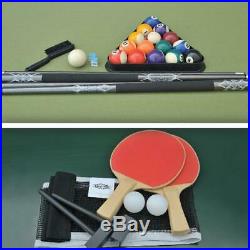 84 Outdoor Wicker Billiard Pool Table and Table Tennis Top with Accessories