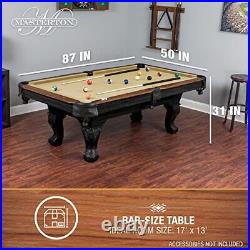 87 inch Billiard Table, Claw Leg Bar-Size Indoor Pool Table Tan Felt