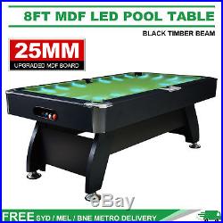 8FT MODERN GREEN POOL TABLE SNOOKER BILLIARDS TABLE With LED LIGHT + ACCESSORY KIT