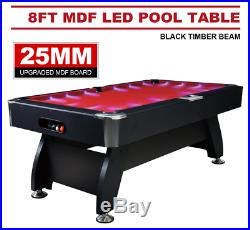 8FT MODERN RED POOL TABLE SNOOKER BILLIARDS TABLE With LED LIGHT + ACCESSORY KIT