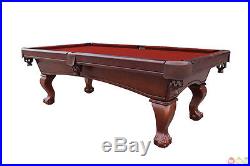 8' Ball & Claw Cherry Slate Pool Table With Red Felt, Accessory Kit Included
