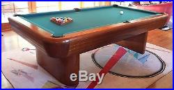 8' Brunswick Gibson Pool Table Billiard Table Matching Cue Wall Rack