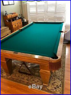 8' Brunswick Pool Table w Accessories and Stained Glass Light