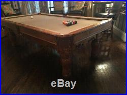 8' Brunswick pool table beautifully carved legs with 3 piece 1 slate top