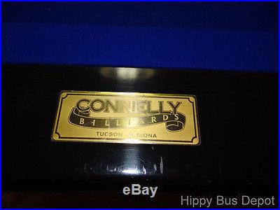 8' CONNELLY Black Lacquered Mirror Pool Table 2 sets Balls, Sticks & Stand Light