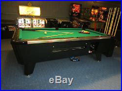 8 FT BLACK POOL TABLE With Green Cloth comes with new balls and sticks