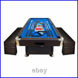 8' Feet Billiard Pool Table Full Set Accessories Vintage Blue 8FT with benches