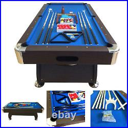 8' Feet Billiard Pool Table Full Set Accessories Vintage Blue 8FT with benches