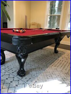 8 Foot Pool Table with Pool Balls, Rack, and Cue Sticks