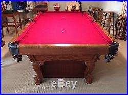 8' Gandy Slate Pool Table Loaded with Accessories Including 5 Cue Sticks & Rack