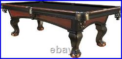 8' Milan Slate Pool Table with Two-Tone Black and Walnut Finish for Billiards