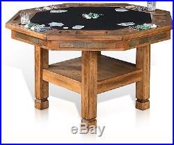 8-Player Sturdy Wood Tucson Octagon Poker Texas Holdem BlackJack Game Table New