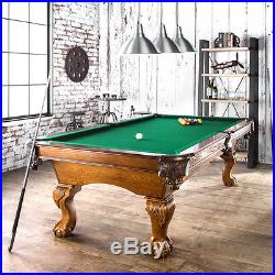 8' Pool Table Classic Luxurious Billiards Billiard Game Room Wood Veneer Felt