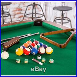 8' Pool Table Classic Luxurious Billiards Billiard Game Room Wood Veneer Felt