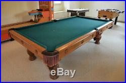 8' Slate Pool Table with cue sticks, balls, racks in very good condition