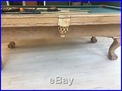 8' Solid Oak Pool Table Excellent Condition 1 Italian Slate