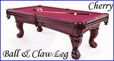 8 foot POOL TABLE with BALL & CLAW LEG in CHERRY by BERNER BILLIARDS ~ BRAND NEW