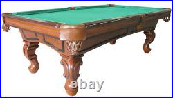 8 foot SLATE POOL TABLE with QUEEN ANN LEG by BERNER BILLIARDS in ANTIQUE WALNUT