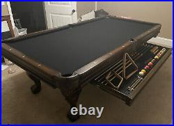 8 ft 3 piece slate solid wood pool table with lots of accessories