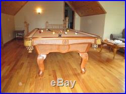 8 ft. Beach Slate Pool Table carved palm trees matching rocking spectator chairs