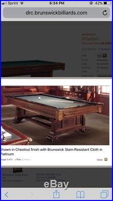 8 ft. Brunswick Windsor Slate Pool Table-Installed With New Felt