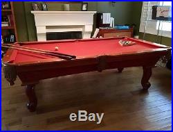 8ft. Connelly Billiards Pool Table + balls, triangle, brush, 7 sticks, & rack