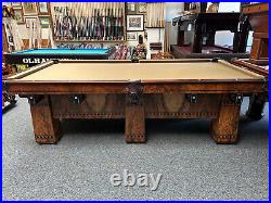 9' 1900's Brunswick Balke Collender Alexandria Antique Pool Table