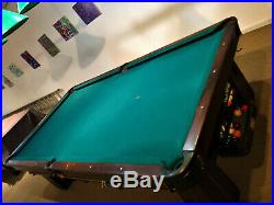 9' Antique Brunswick Balke Collender Regina Pool Table with Ball Return +