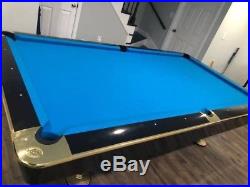9' Brunswick Gold Crown 4 Piano Black and Gold Trim Pool Table Billiards