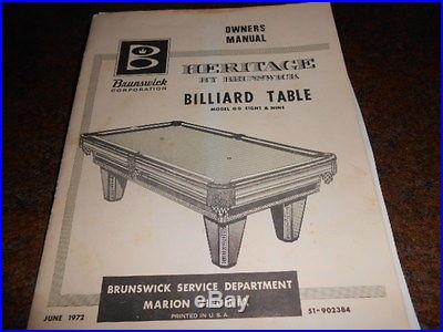 9' Brunswick Heritage Pool Table w/ ball return-Vintage