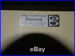 9 Ft Brunswick Gold Crown Pool Table AR-6100 1960's Billiards