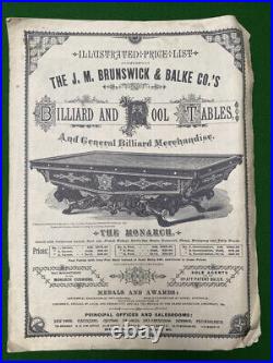 9' J. M. Brunswick & Balke Co.'s The Monarch Antique Pool Table Circa 1882