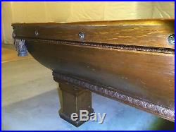 9 ft Antique Brunswick Newport Pool Table with Cue and Ball Racks