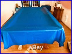 AMF Playmaster Pool Table, 8' Solid Oak, Italian Slate Table, Leather Pockets