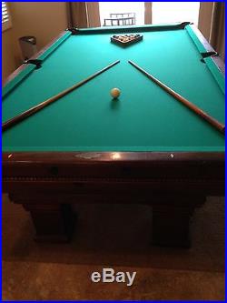 Antique Brunswick 1908 9' Pool Table And Accessories