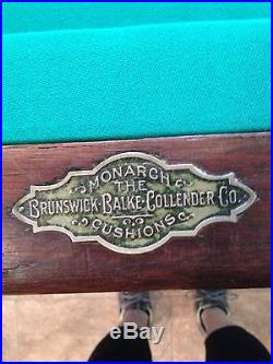 Antique Brunswick 1908 9' Pool Table And Accessories