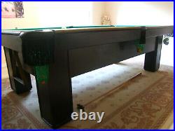 ANTIQUE BRUNSWICK BALKE COLLENDER 8' PRO POOL TABLE CIRCA 1920's WORSTED CLOTH