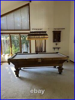 ANTIQUE Brunswick-Balke-Collender Billiard/Pool Table With Pool Cue Rack