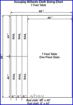 Accuplay 19 Oz Pre Cut Pool Table Felt Billiard Cloth Choose for 7', 8' or 9