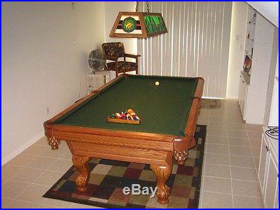 American Heritage 8' Oak Pool Table- 3 piece slate PLUS Overhead light