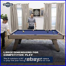 American Legend Brookdale 90 Billiard Table with Rustic Wood Finish & Navy Blue