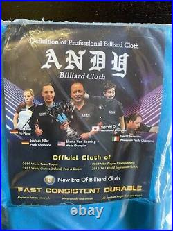 Andy 988 Pro Tour Cloth 7' Set Tournament Blue Pool Table Billiard Cloth Sealed